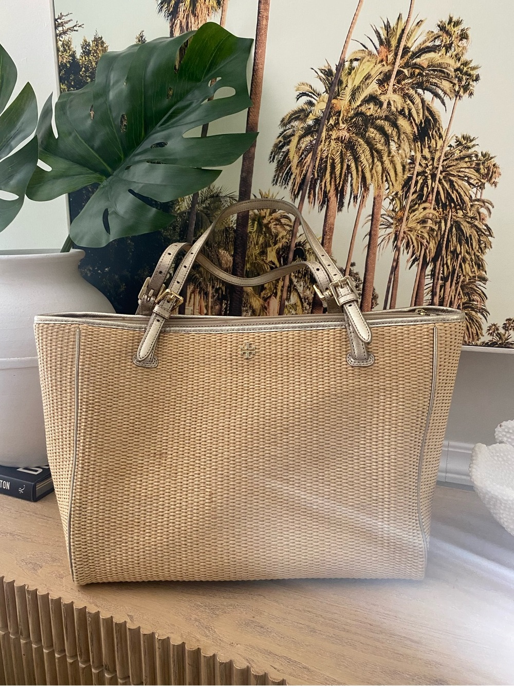 Tory Burch Woven Straw Tote Bag